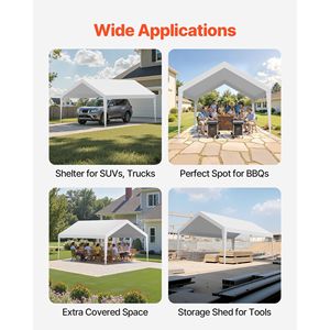 Bâche de remplacement robuste 12 x 20 pieds, résistante aux UV et imperméable, pour abri de voiture, tente de garage portable, C - Product Image 2