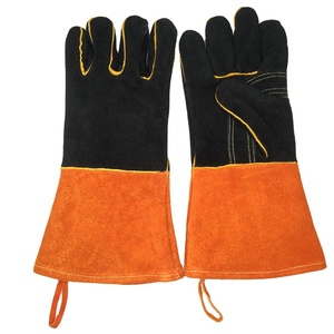 Heat Resistant for men and women <b>Fireplace</b> Working Gloves Fire Pits Grilling Welding Full Palm Cowhide Leather Anti-Vibration - Product Image 1