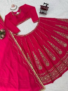 Women's <b>Red</b> Silk <b>Lehenga</b> Choli With Gold Embroidery Traditional Indian <b>Wedding</b> Dress Floor-Length Regular Fit - Product Image 5