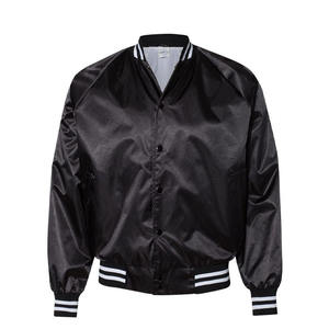 Wholesale Men's Satin Bomber <b>Jacket</b> Regular Fit Solid Color Button Closure Waterproof Custom Streetwear Winter Varsity <b>Jackets</b> - Product Image 4