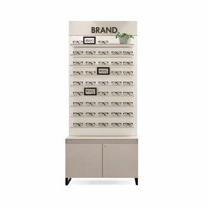 Modern Optical Back <b>Wall</b> Display <b>Unit</b> Wooden Eyewear Rack Retail Showroom <b>Wall</b> Shelving with <b>Storage</b> Cabinet Minimal Design - Product Image 1