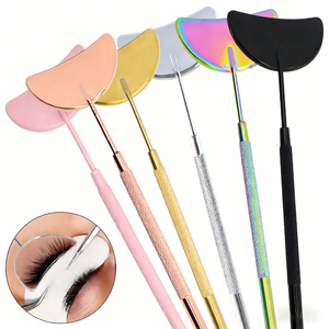 Premium Personalized Stainless Steel Gold-Plated Wall-Mounted Cosmetic <b>Mirror</b> Slim Handle for Precision Lash Application - Product Image 1