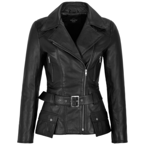 <b>Women's</b> Genuine Napa Leather Belted Biker <b>Jacket</b> Custom Slim Fit Motorcycle Leather <b>Jacket</b> Private Label Wholesale Manufacturer - Product Image 1