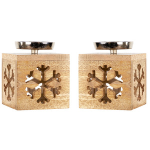 Snowflake <b>Box</b> Wooden Christmas Tealight Holders 2026 New Design Christmas Decoration - Product Image 4