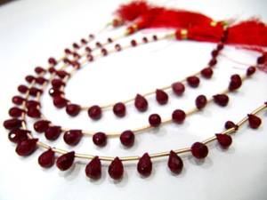 Natural Ruby Corundum Tear <b>Drop</b> Briolette Beads Strand Length 8 Inches long - Product Image 5