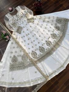 Indian Traditional Trendy Roman <b>Silk</b> <b>Kurta</b> with Thread Sequence Work for Women for Wedding Diwali Party Occasions - Product Image 6