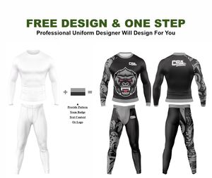 Vêtements de compression respirants pour hommes, vente en gros directe d'usine, design personnalisé, impression numérique par transfert thermique, ensemble de rashguard MMA - Product Image 2