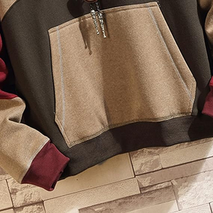 Sudadera con Capucha de Forro Polar para Hombre, Color Sólido, Manga Larga, Diseño a Cuadros, 100% Algodón Ecológico, Hecha a Medida - Product Image 2