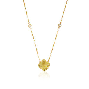 จี้รูปโคลเวอร์ประดับเพชรและโทแพซสีเหลืองทองคำแท้ 14K คุณภาพดีเยี่ยม MOQ ต่ำ เหมาะสำหรับใส่ซ้อนกัน เป็นเครื่องประดับชั้นดี - Product Image 3