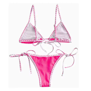 High Waisted Push up Bandeau Bikini Set for Women with Quick Dry & Pearls for Beach & Pool Summer <b>Cheap</b> Price OEM - Product Image 2