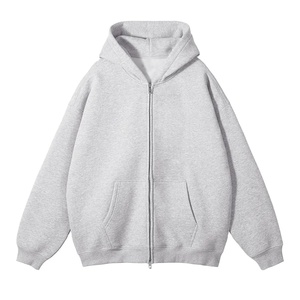 Sweat à capuche ample pour homme en molleton de coton épais, coupe large, épaules tombantes, bordures côtelées, coupe-vent, style contemporain - Product Image 1