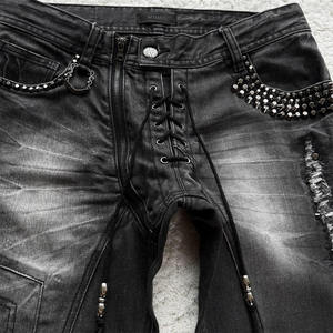 Manufacturer Direct Men's Wholesale Breathable Casual Dark Straight Solid Denim Jeans Embroidery for Summer Autumn Winter - Product Image 3