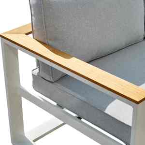 Heno Modern <b>Aluminum</b> Garden Sofa Chair Outdoor Lounge Seat with Cushion Wood Armrests White Patio Furniture 2-Seater - Product Image 5