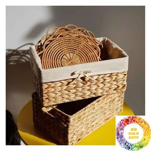 Handmade Rectangular Water Hyacinth <b>Basket</b> for <b>Toy</b> Storage Books Magazines Cushions and Everyday Home Organization - Product Image 3