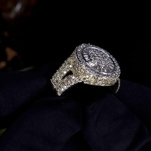 14K White Gold 2.5CT Moissanite Cluster Pinky <b>Ring</b> Baguette Tiered <b>Statement</b> <b>Ring</b> Luxury Bold Designer Jewelry for Women - Product Image 3