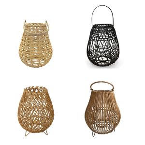 Vietrustic - Elegante Farol de Jardín, Portavelas de Vidrio, Farol de Bambú y Ratán, Portavelas de Mimbre - Product Image 1