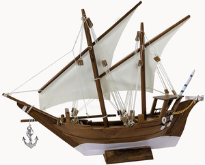 Modèle de bateau à voile en bois fait main, figurine décorative nautique, ornement de bateau pour la maison, le bureau ou la décoration côtière - Product Image 1