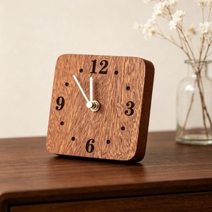 New Arrival Minimalist Wooden Square <b>Table</b> <b>Clock</b> Quartz Analog Silent Living Room Decor - Product Image 3