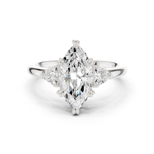 Bague de fiançailles de luxe vintage à trois pierres taille marquise, certifiée IGI, en argent, pour femme, idéale pour mariage, anniversaire, fête, bijoux raffinés - Product Image 1