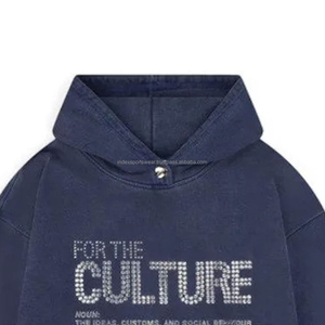 À la mode unisexe strass à capuche urbain Streetwear étincelle pull avec 100% coton solide motif col à capuche goutte à goutte Bling Design - Product Image 3