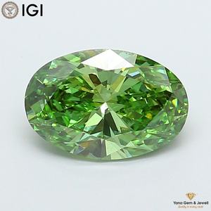 Diamant de laboratoire CVD de 3,00 carats, taille ovale, couleur vert vif fantaisie, clarté VS2, avec certificat IGI, pour bijoux professionnels - Product Image 1