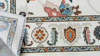 Tapis Oushak en laine/soie noué à la main de qualité supérieure, beige rose abstrait, fait main, qualité export orientale, antidérapant, adapté aux animaux domestiques