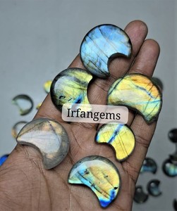 Cabujones de Labradorita Natural de Alta Calidad en Forma de Luna, Hechos a Mano, Lisos y Bonitos, Gemas Sueltas de Labradorita de Colores Mezclados - Product Image 3