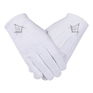 Gants maçonniques en coton blanc avec logo brodé, longueur poignet, style uni, respirants, écologiques, pour usage formel et quotidien - Product Image 5