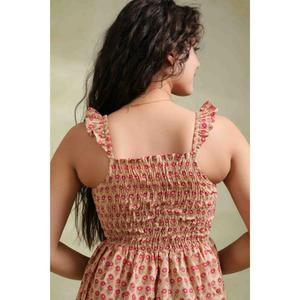 เดรสสั้นทรงเข้ารูปและบานออก ลายดอกไม้ ผ้าฝ้าย 100% เป็นมิตรกับสิ่งแวดล้อม ซักได้ เหมาะสำหรับงานปาร์ตี้ สำหรับผู้หญิง เอวทรงธรรมชาติ - Product Image 6