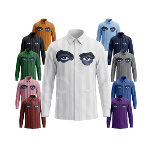 Fabricante de Ropa Personalizada, Camisa de Vestir con Diseño a Rayas Personalizado, Camisa de Moda Casual de Manga Corta con Estampado de Ojos, para Hombre - Product Image 1