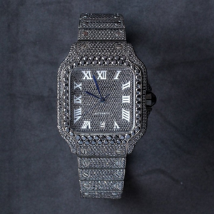 Reloj de Joyería Hip Hop con Diamantes Moissanite Cultivados en Laboratorio, Corte Redondo VVS, Correa de Goma, Reloj Mecánico Hecho a Mano - Product Image 4