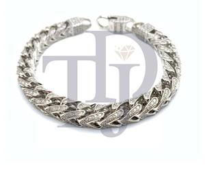 Bracelet gourmette cubaine lourde en or 14 carats, sertie de diamants 5 carats, style Hip Hop, pièce de luxe affirmée, 60 grammes, option 10 carats disponible - Product Image 1