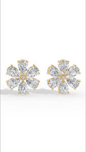 Charming Pear Cut Diamond Floral Cluster <b>Studs</b> 14K Gold Luxury <b>Fine</b> Jewelry Wholesale Supplier <b>Earrings</b> - Product Image 3