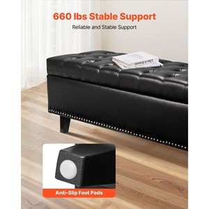 Banc de rangement à chaussures moderne capitonné en cuir PU avec pieds en bois massif, tabouret et ottoman pour entrée - Product Image 3