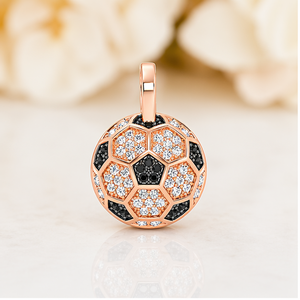 Pendentif en argent 925 plaqué rhodium personnalisable en forme de ballon de football avec moissanite, design sportif décontracté, cadeau pour athlètes et tous les amateurs - Product Image 5