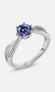 Anillo de compromiso de alejandrita de corte redondo, anillo de diamantes, anillo de boda, anillo de piedra de alejandrita, anillo de aniversario único, anillo de promesa - Product Image 5