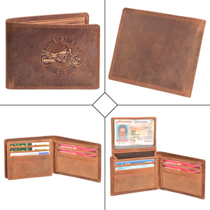 Mens Leather Wallet Bifold Long <b>Card</b> <b>Holder</b> Multi Slot Cash Pocket Slim Organizer Vintage Style Daily Carry Brown Wallet - Product Image 4