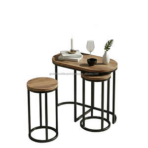 Juego de Mesas Auxiliares Modernas de Madera Maciza |   Mesas Auxiliares Redondas Estilo Shaker |   Mesa Auxiliar Minimalista para Sala de Estar - Product Image 1