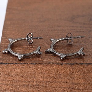 Pendientes de aro lisos de plata de ley S925, ligeros, con baño de rodio negro, los mejores pendientes de joyería fina al por mayor para regalos de mujer. - Product Image 4