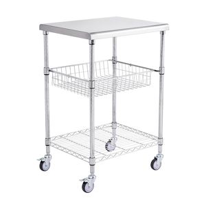 Carrello da Cucina a 3 Ripiani con Capacità di 470 LBS, Carrello di Servizio in Acciaio con Ruote, Carrello Portaoggetti in Metallo con Capacità di 470 LBS - Product Image 4