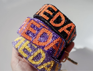 Beaded <b>Bag</b> Straps With Team Names And Sequins Colorful Fashion <b>Accessories</b> For <b>Bags</b> Custom Design - Product Image 5