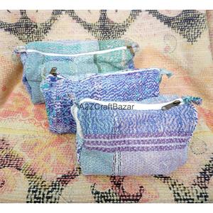 100% Pure Cotton Kantha Fabric Tassel Pattern Zipper Closure Eco-Friendly Durable Lightweight Reusable Vintage Soft Handle <b>Case</b> - Product Image 4
