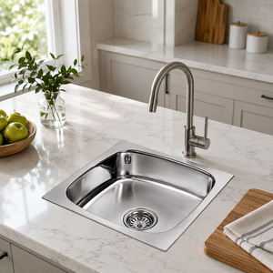 Stainless Steel Countertop Single Bowl <b>Kitchen</b> <b>Sink</b> Square Shape Oval Bowl Basin Polished Surface - Product Image 6