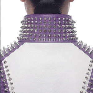 Women Leather Studded <b>Jacket</b> Wholesale Female Leather Studded Slim Fit Biker <b>Jacket</b> Ladies Stand Collar Leather Studded <b>Jacket</b> - Product Image 4