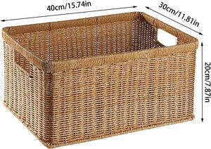 High Recommend Rectangle <b>Plastic</b> Rattan <b>Basket</b> Customizable Household Eco-Friendly Multifunction Storage Hamper Made in Vietnam - Product Image 2