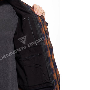 Camisa de Motociclismo JENNIFEN SPORTS JS-16, Franela, Color Naranja y Azul Marino, Diseño a Cuadros Buffalo, Forro de Aramida, Protección Completa con Armadura CE - Product Image 6