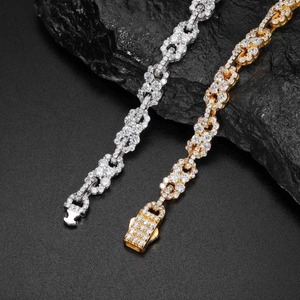Fully Iced Out <b>Mens</b> Infinity Cuban Bracelet 925 Sterling <b>Silver</b> and Enhanced Vvs Clarity Moissanite Diamond Bracelet - Product Image 1