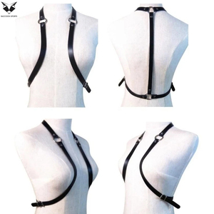 2026 Urban Punk Black Leather <b>Harness</b> for <b>Men</b> Adjustable Shoulder Straps With Metal Rings Techwear Inspired Body Accessory - Product Image 5