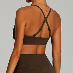 Women's Olive Green Seamless Sports Bra Scoop Neck Spaghetti Strap Medium Support Yoga Workout Activewear <b>Top</b> - Product Image 6