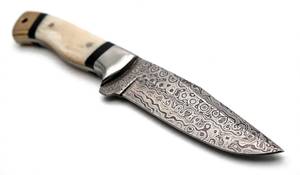 Premium drop <b>profile</b> damascus steel Outdoor Heavy Utility <b>Tool</b> with Bone Handle and steel bolster - Product Image 3